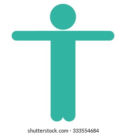 Child Scarescrow vector icon. Style is flat symbol, cyan color, rounded angles, white background.