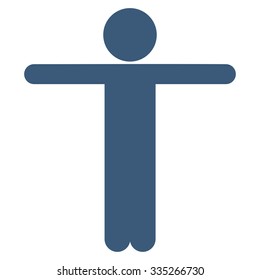 Child Scarescrow vector icon. Style is flat symbol, blue color, rounded angles, white background.