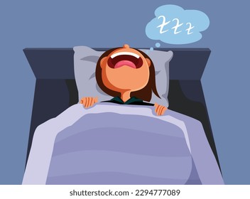 
Child Screaming Having a Nightmare Vector Cartoon Illustration. Unhappy kid suffering from sleep apnea problems 
