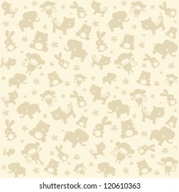 Child seamless pattern with cute animals.