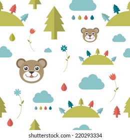Child seamless pattern. Forest concept.