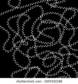 child seamless pattern with paws. Footprints from the paws. Black and White