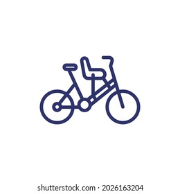 child seat for bike line icon on white
