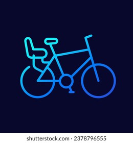 child seat for bike line icon, vector