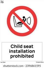 Child seat installation prohibited signs symbols standard iso 7010