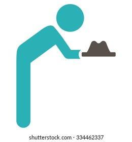 Child Servant vector icon. Style is bicolor flat symbol, grey and cyan colors, rounded angles, white background.