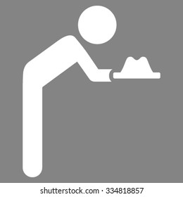 Child Servant vector icon. Style is flat symbol, white color, rounded angles, gray background.