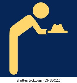Child Servant vector icon. Style is flat symbol, yellow color, rounded angles, blue background.