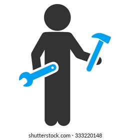Child Serviceman vector icon. Style is flat symbol, rounded angles, white background.