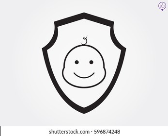child, shield, badge, vector illustration eps10