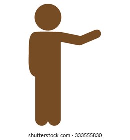 Child Show vector icon. Style is flat symbol, brown color, rounded angles, white background.