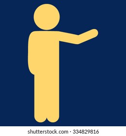 Child Show vector icon. Style is flat symbol, yellow color, rounded angles, blue background.