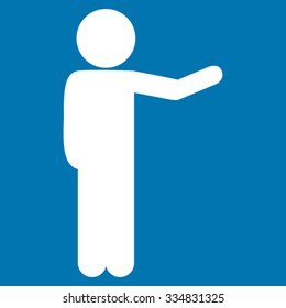 Child Show vector icon. Style is flat symbol, white color, rounded angles, blue background.