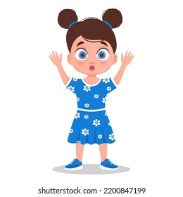A child showing shock and amazement. Vector illustration