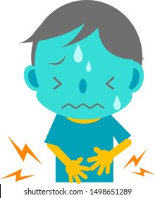 child in sick condition, stomach ache