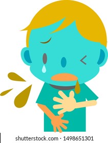 child in sick condition, vomiting