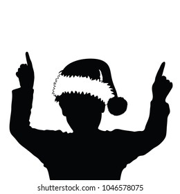 Child Silhouette With Chrismas Hat Art Illustration