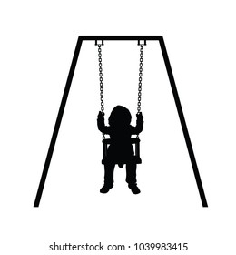 Child Silhouette Cute On Swing Illustration Stock Vector (Royalty Free ...