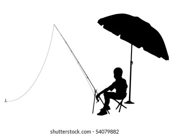  child silhouette fishing