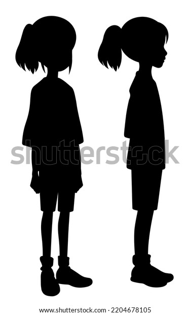 Child Silhouette Isolated Vector Young Teenager Stock Vector (royalty 