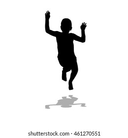  A child silhouette jumps. Vector