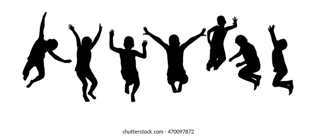  A child silhouette jumps. Vector