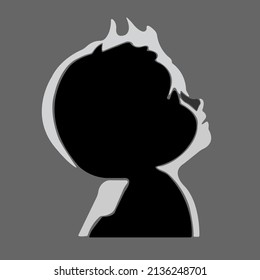 Silueta infantil sobre fondo oscuro