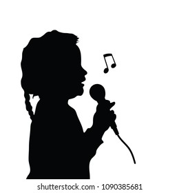 Child Silhouette Singing Illustration On White Background