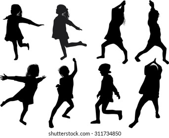 child silhouettes illustration collection isolated on transparent background