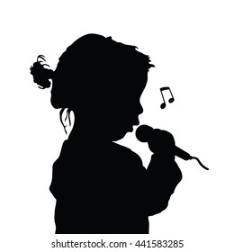 Child Singing Silhouette Illustration In Black Color