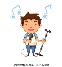 Child singing, vector illustration