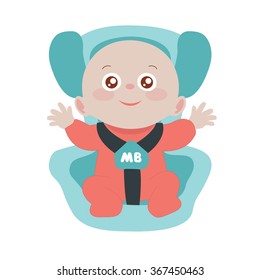 The Child Sits In A Car Seat