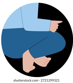 Child Sitting Back Prayer Illustration