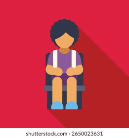 Child sitting on booster seat wearing seatbelt, promoting road safety for kids 