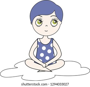 A child is sitting on a cloud