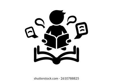 a child sitting on a large copyright symbol, reading a book, emphasizing the role of copyright in protecting creative works on World Book and Copyright Day