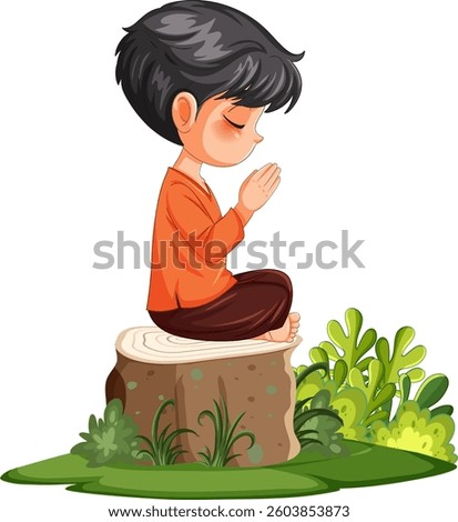 Child sitting peacefully, hands clasped in prayer