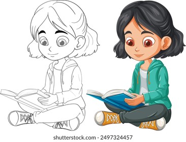 Un niño sentado y leyendo un libro
