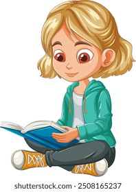 Un niño sentado y leyendo un libro
