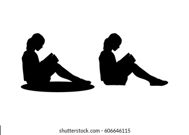 Child Sitting Reading Silhouette