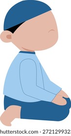 Ilustración de oración lateral de niño sentado