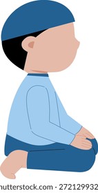 Child Sitting Side Prayer Illustration