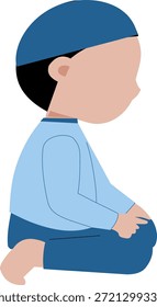Ilustración de oración lateral de niño sentado