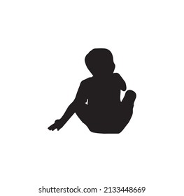 Child sitting silhouette background . Vector Illustrator.
