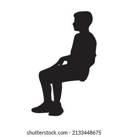 Child sitting silhouette background . Vector Illustrator.
