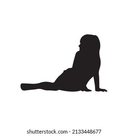 Child sitting silhouette background . Vector Illustrator.
