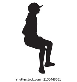 Child sitting silhouette background . Vector Illustrator.
