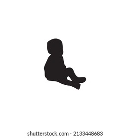 Child sitting silhouette background . Vector Illustrator.
