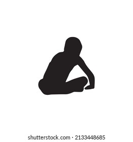Child sitting silhouette background . Vector Illustrator.
