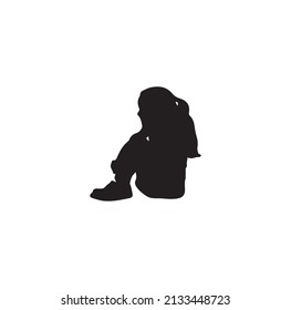 Fondo de la silueta de sentado infantil. Ilustrador vectorial.
